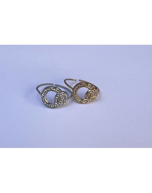 Bague réglable en acier inoxydable avec ronds et strass