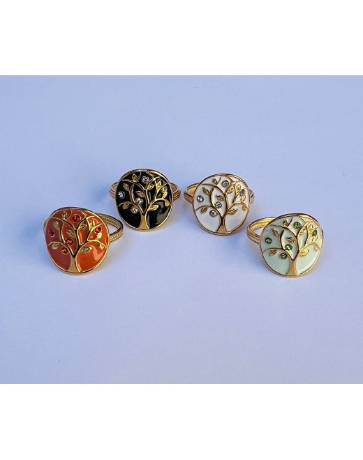 Bague réglable en acier inoxydable avec arbre de vie