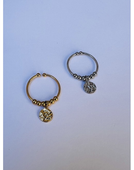 Bague réglable en acier inoxydable avec pampille fine