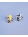 Bague réglable en acier inoxydable avec fleur de Ginkgo