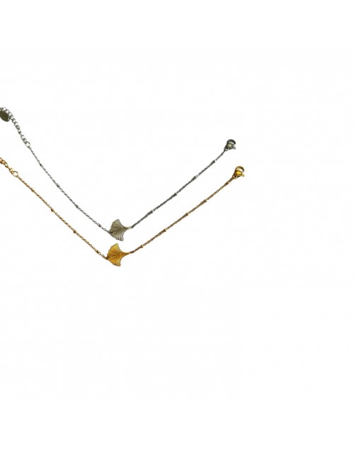 Bracelet réglable en acier inoxydable avec fleur de Ginkgo