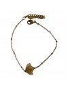 Bracelet réglable en acier inoxydable avec fleur de Ginkgo