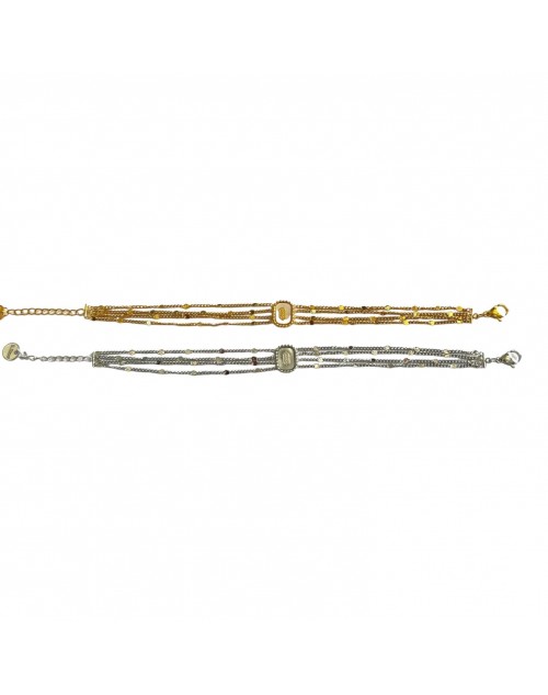 Bracelet multi rangs design réglable en acier inoxydable