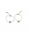 Bracelet réglable en acier inoxydable avec fleur fine