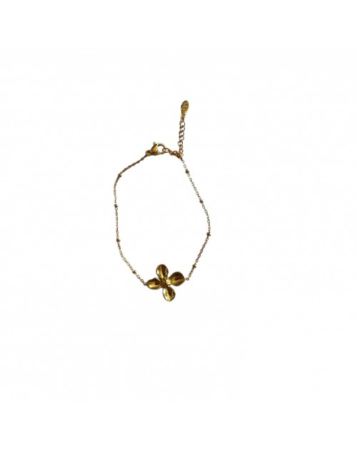 Bracelet réglable en acier inoxydable avec fleur tendance