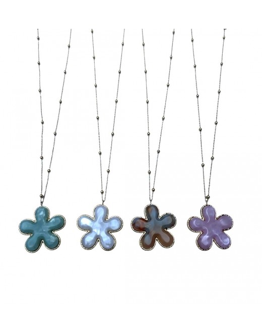 Collier fleur réglable en acier inoxydable et résine