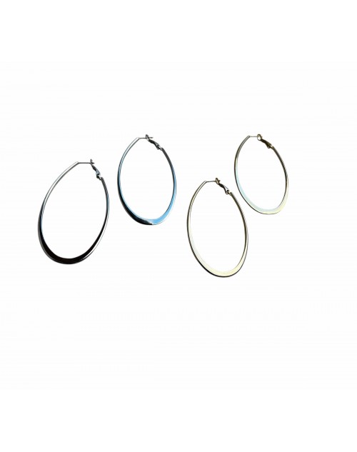 Boucle créole ovale tendance en acier inoxydable