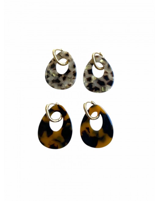 Boucle créole léopard en acier inoxydable et résine
