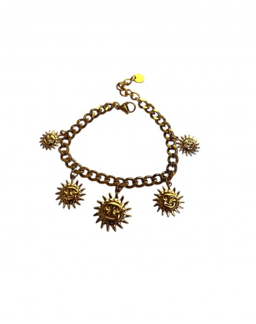 Bracelet réglable en acier inoxydable avec pampilles soleil